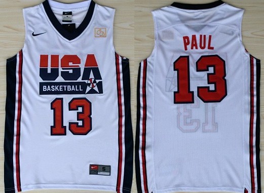 Men's nike Team USA Basketball Jerseys #13 Chris Paul White