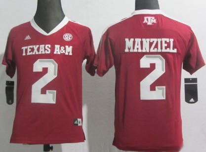 Kids Texas A&M Aggies Jersey #2 Johnny Manziel Red 