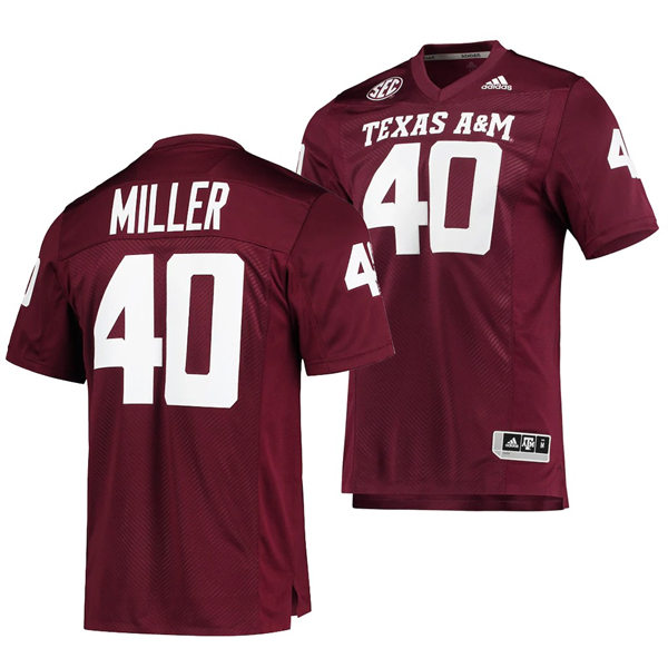 Men's Texas A&M Aggies #40 Von Miller Adidas 2020 Maroon College Football Game Jersey