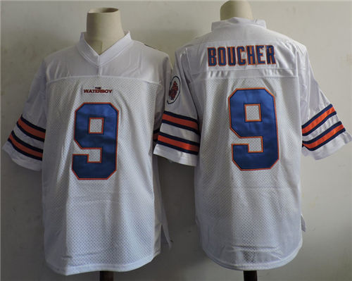 Men's The Waterboy Movie #9 Robert Bobby Boucher Jr. White Football Jersey