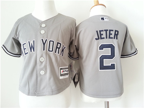 Toddlers New York Yankees #2 Derek Jeter Away Gray 2015 New Cool Base Jersey