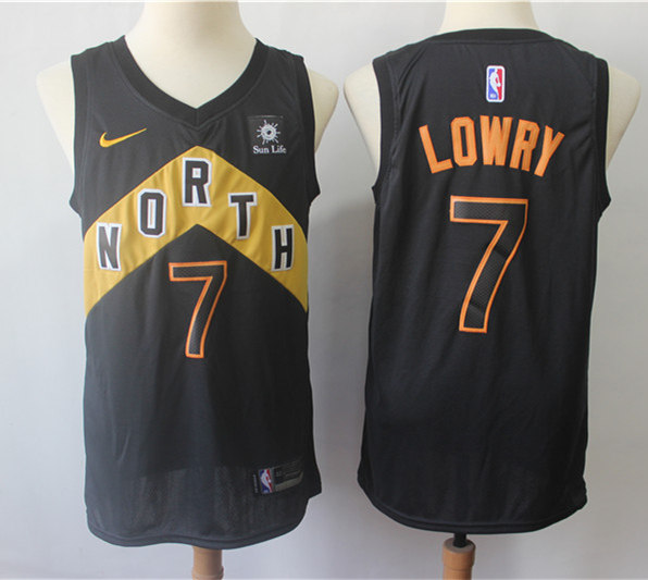 Men's Toronto Raptors #7 Kyle Lowry Nike Black Gold Swingman Jersey