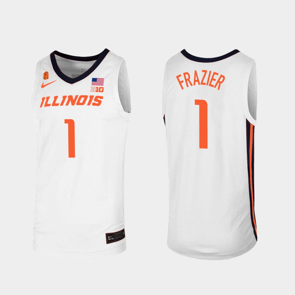 Men's Illinois Fighting Illini #1 Trent Frazier White Orange Nike Basketball Jersey