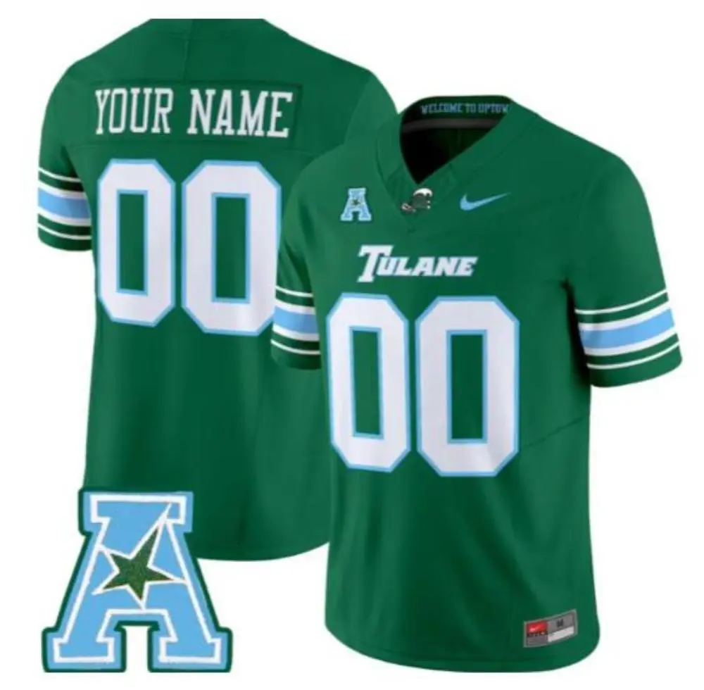Tulane Green Wave Custom 2025 Green Football Game Jersey