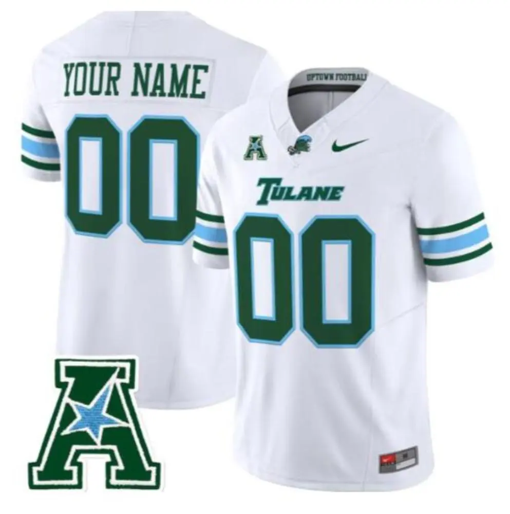 Tulane Green Wave Custom 2025 White Football Game Jersey