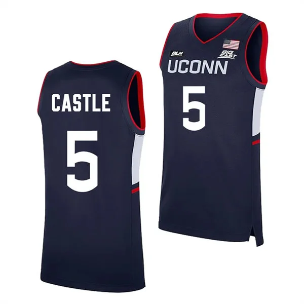 Mens Youth UConn Huskies #5 Stephon Castle 2024 Navy Uconn College Basketball Game Jersey