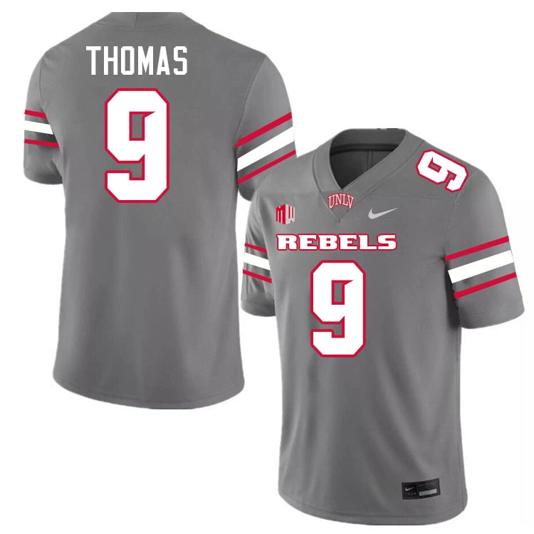 UNLV Runnin' Rebels #9 Jai'Den Thomas Nike 2024 Grey Football Game Jersey