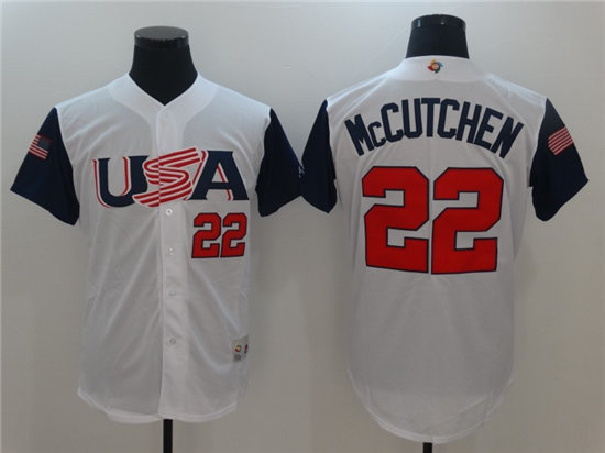 Men's USA Baseball #22 Andrew McCutchen Majestic White 2017 World Baseball Classic Stitched Authentic Jersey