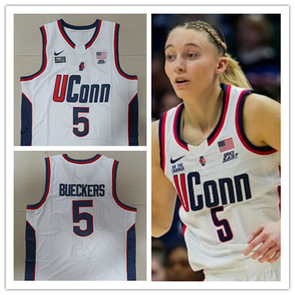 Unisex UConn Huskies #5 Paige Bueckers Nike White Throwback Basketball Jersey