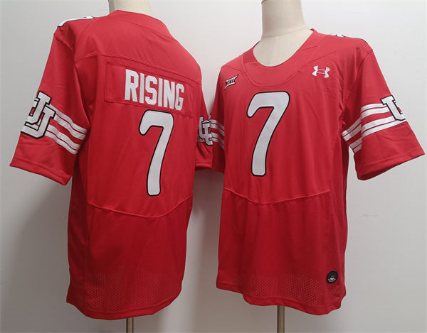Mens  Utah Utes #7 Cameron Rising 2024 XII Red Retro College Football Throwback Jersey