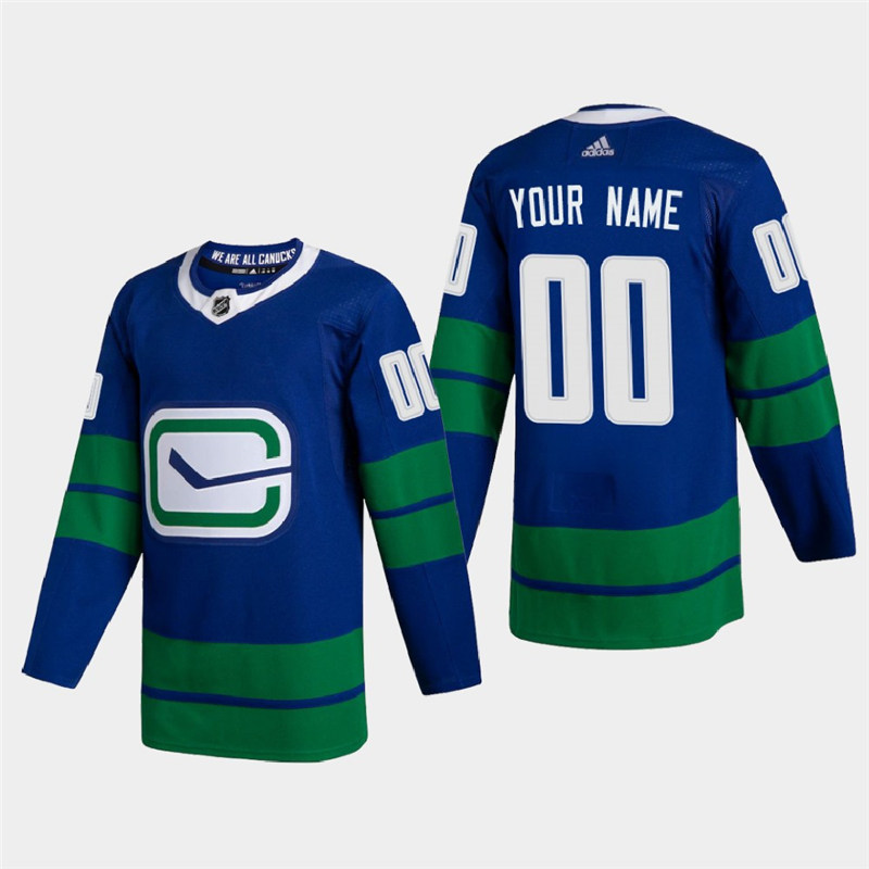 Men's Vancouver Canucks adidas Alternate Blue Third Custom Jersey