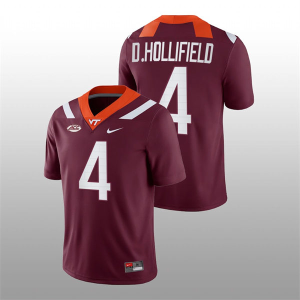Men's Virginia Tech Hokies #4 Dax Hollifield Nike Maroon College Game Football Jersey