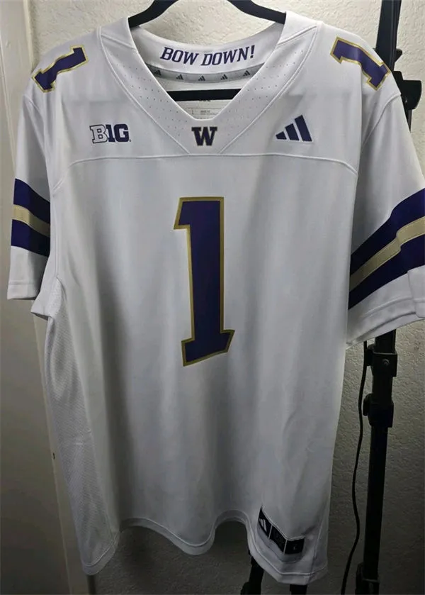 Washington Huskies Custom 2025 BIG 10 White Football Game Jersey