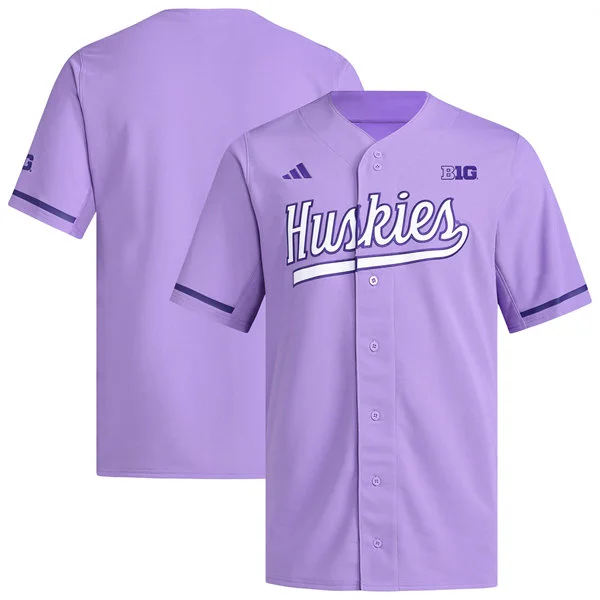 Washington Huskies Custom Light purple adidas Button-Up Baseball Game Jersey Pink