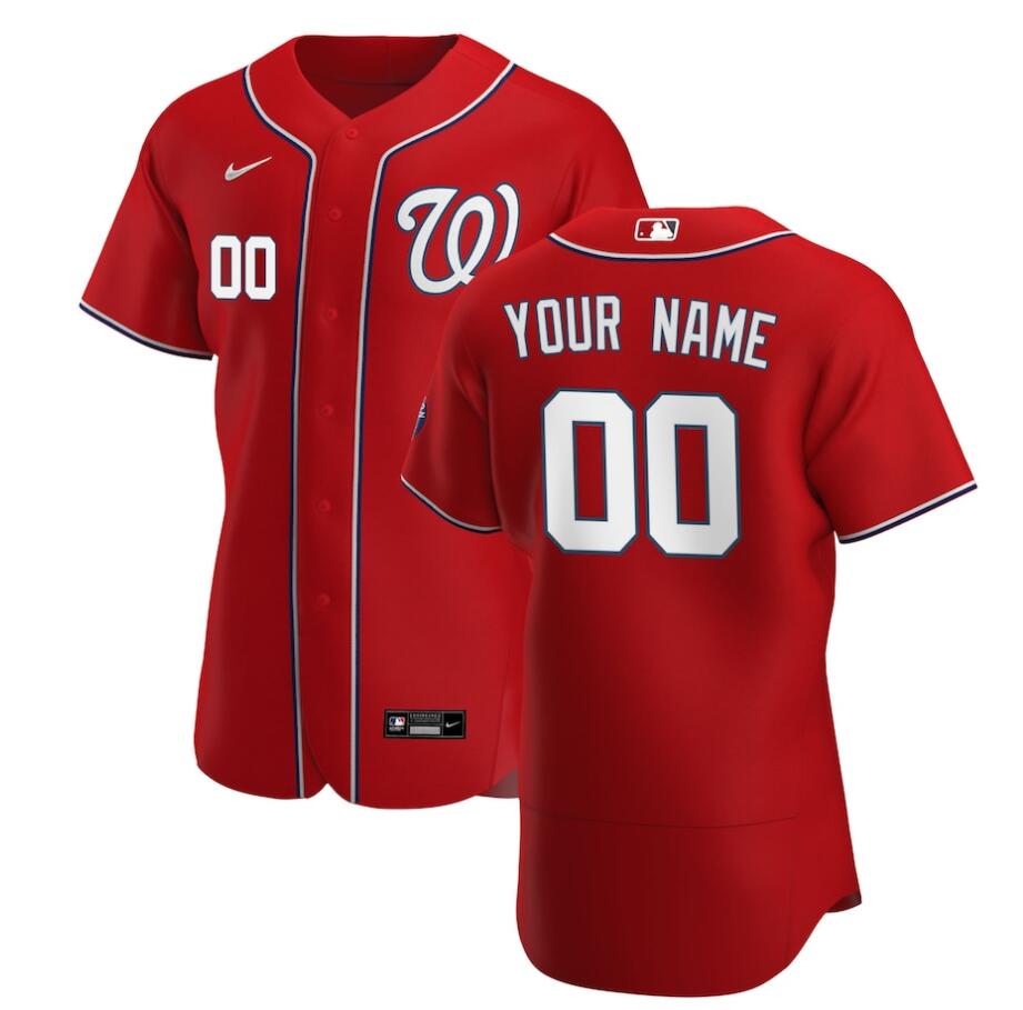 Washington Nationals Custom Scarlet Authentic Alternate Patch Jersey