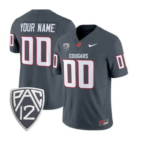 Washington State Cougars Custom 2025 Charcoal Football Game Jersey