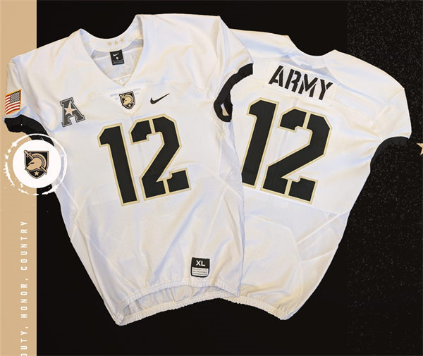 Mens Youth Army Black Knights Custom Nike 2024 AAC White College Football Game Jersey