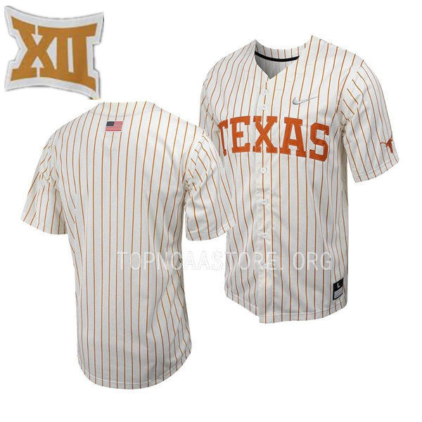 Mens Youth Texas Longhorns Custom Nike White Pinstripe College Baseball Game Jersey