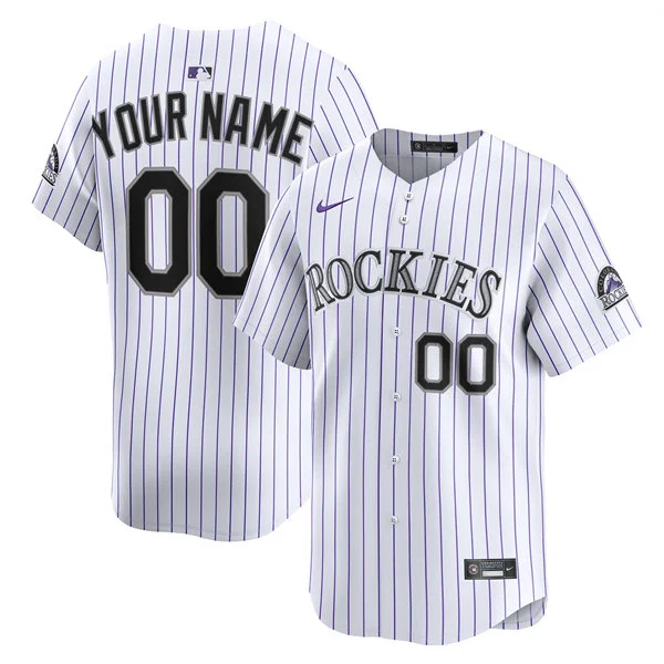 Colorado Rockies Custom Nike Home White Pinstripe Vapor Limited Jersey