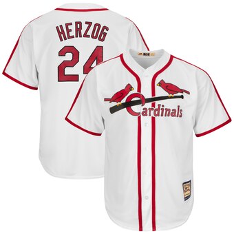 Mens St. Louis Cardinals #24 Whitey Herzog Majestic Cooperstown Collection Throwback Jersey