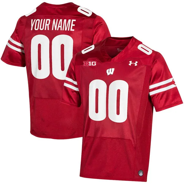 Wisconsin Badgers Custom Red Under Armour Football Game Jersey