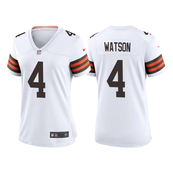 Women's Cleveland Browns #4 Deshaun Watson Nike White Away Limited Jersey