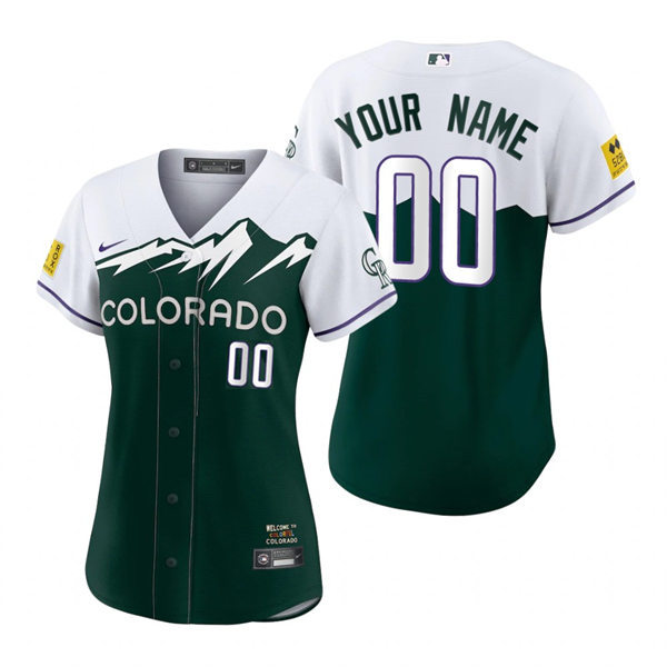 Women's Colorado Rockies Custom Green Stitched 2022 City Connect Jersey