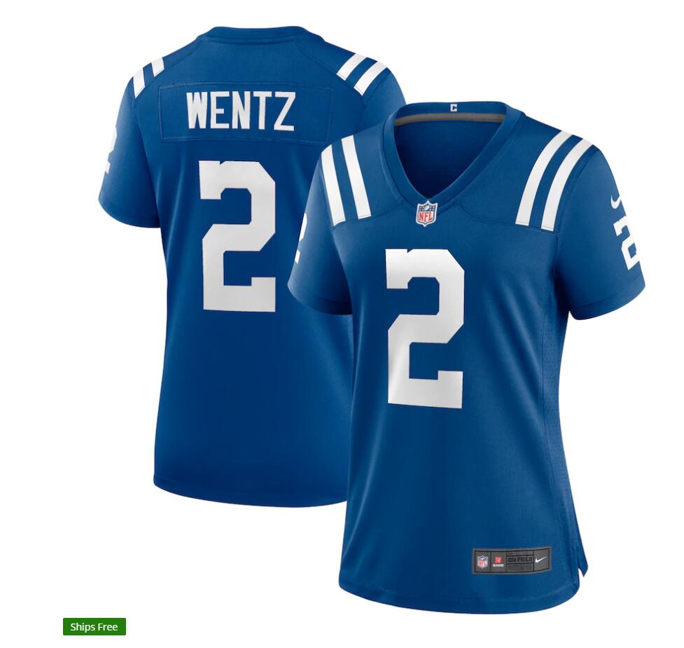 Womens Indianapolis Colts #2 Carson Wentz Nike Royal NFL Vapor Limited Jersey