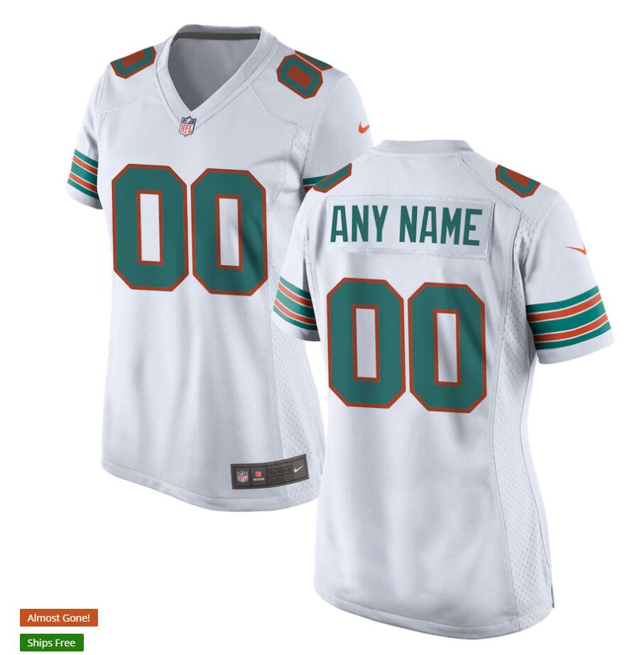 Womens Miami Dolphins Custom Nike White Retro Alternate Vapor Limited Jersey