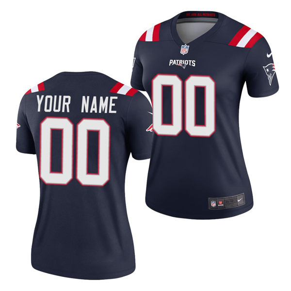 Women's Custom New England Patriots Nike Navy Color Rush Game Personal Lady Football Jersey