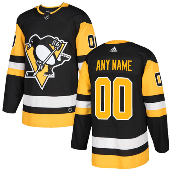 Youth Pittsburgh Penguins Custom Stitched Adidas Home Black Jersey