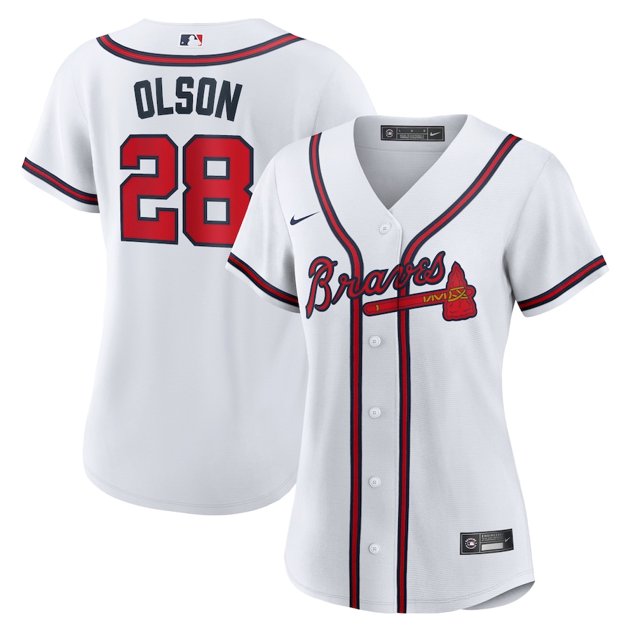 Women's Atlanta Braves #28 Matt Olson Nike Home White Cool Base Jersey