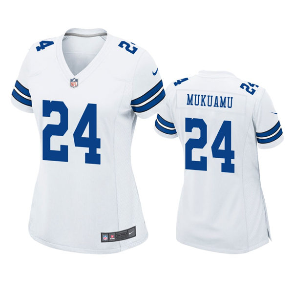 Womens Dallas Cowboys #24 Israel Mukuamu Nike White Limited Jersey