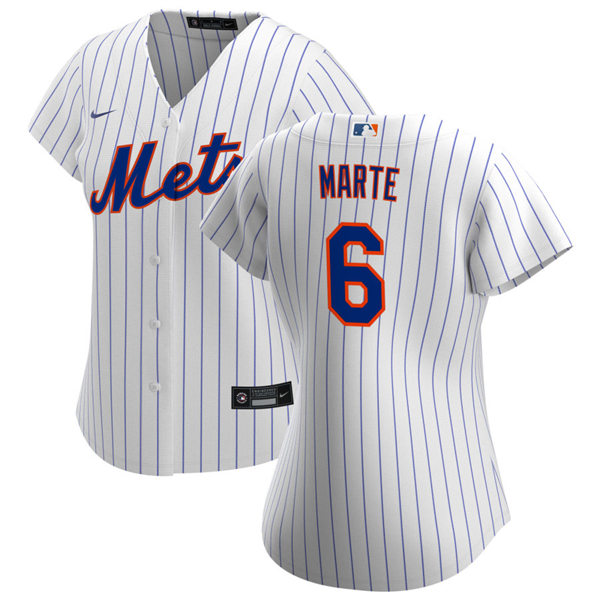 Womens New York Mets #6 Starling Marte Nike White Pinstripe Home Jersey