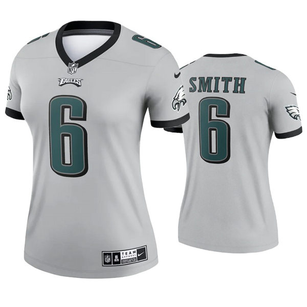 Womens Philadelphia Eagles #6 DeVonta Smith Nike 2021 Silver Inverted Legend Jersey