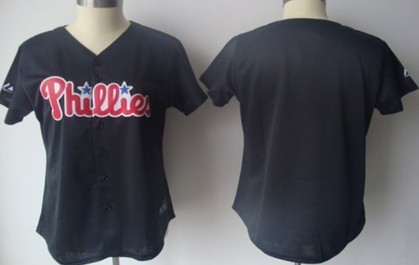 Womens Philadelphia Phillies Customized Black Jersey