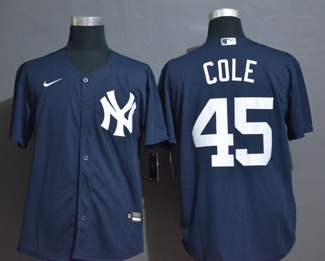 Mens New York Yankees #45 Gerrit Cole Nike Navy Alternate Cool Base Baseball Jersey