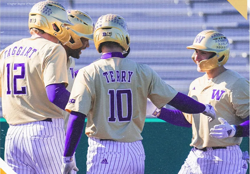 Washington Huskies Custom Yellow adidas two Button Pullover Baseball Game Jersey
