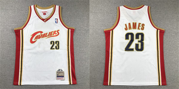 Youth Cleveland Cavaliers #23 LeBron James White 2003-04 Mitchell & Ness Hardwood Classics Throwback Jersey