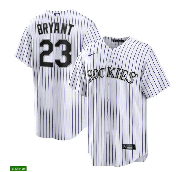 Youth Colorado Rockies #23 Kris Bryant Nike White Pinstripe Home CoolBase Jersey