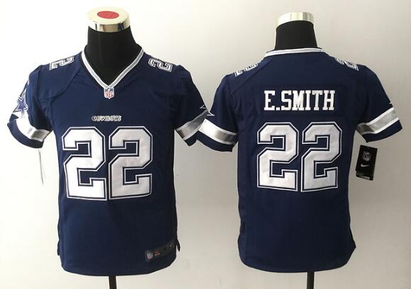 Nike Dallas Cowboys #22 Emmitt Smith Blue Game Kids Jersey