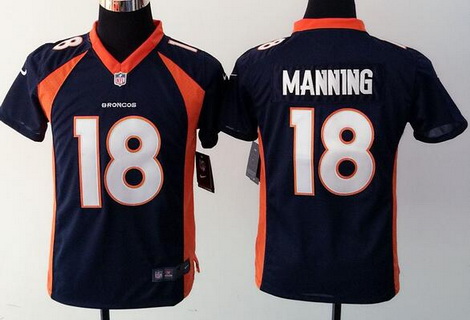 Nike Denver Broncos #18 Peyton Manning Blue Game Kids Jersey