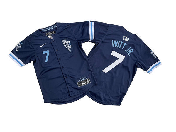 Youth Kansas City Royals #7 Bobby Witt Jr. Navy City Connect Jersey