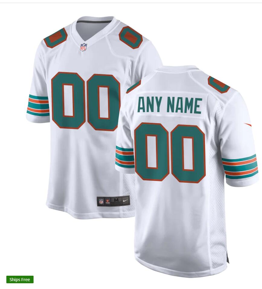 Youth Miami Dolphins Custom Nike White Retro Alternate Vapor Limited Jersey