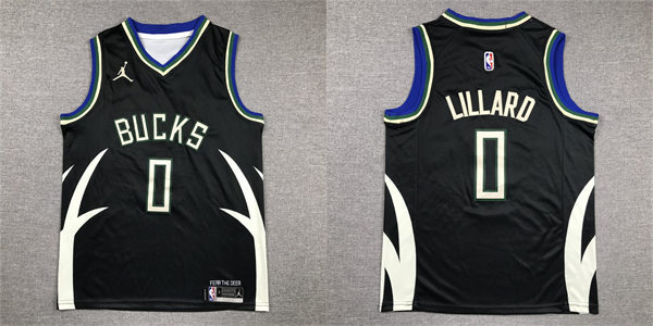 Youth Milwaukee Bucks #0 Damian Lillard Black Statement Edition Swingman Jersey