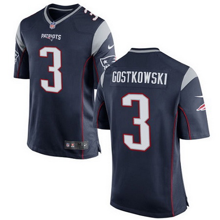 Youth New England Patriots #3 Stephen Gostkowski Navy Blue NFL Nike Game Jersey