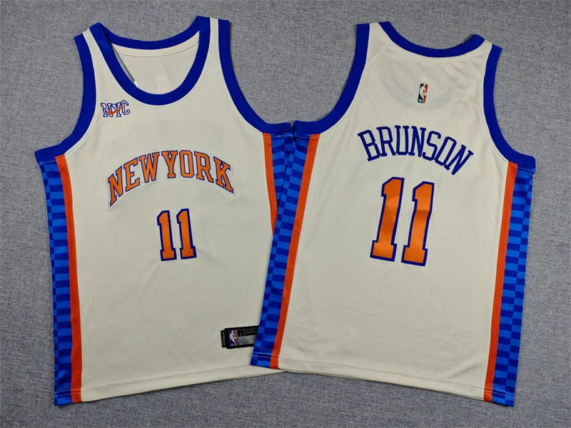 Mens New York Knicks #11 Jalen Brunson Cream 2025-26 City Edition Swingman Jersey