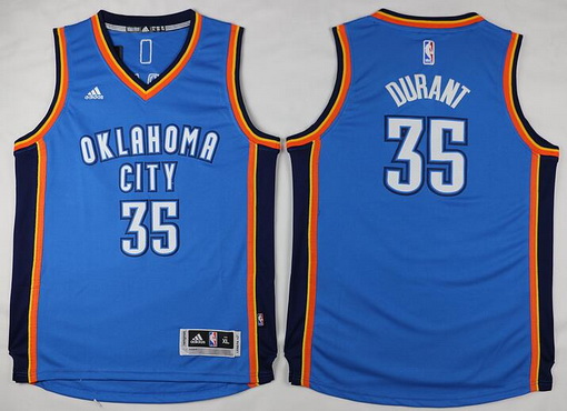 Kid's Oklahoma City Thunder #35 Kevin Durant Revolution 30 Swingman Blue Jersey
