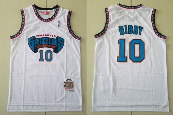 Men's Memphis Grizzlies #10 Mike Bibby White Hardwood Classics Soul Swingman Throwback Jersey