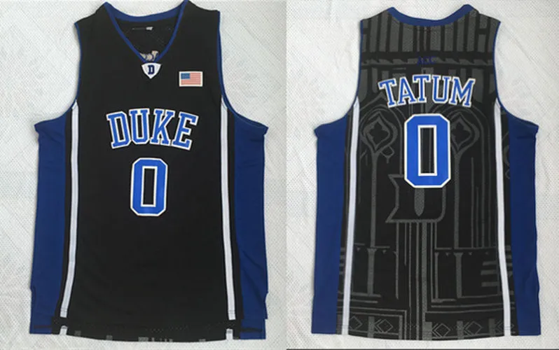 Men's Duke Blue Devils #0 Jayson Tatum Black V Neck College Basketball Authentic Jersey